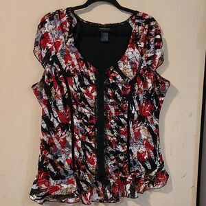 Lane Bryant Vibrant Red and Black Blouse